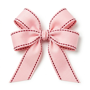 Ruban gros-grain 100 % polyester, 25 mm, rose bébé avec bordure rouge, résistant au rétrécissement, directement de l'usine, pour pinces de boutique et décorations de fête - Product Image 3