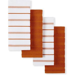 Set di 4 Asciugamani da Cucina Arancione/Bianco 16"x26" - Product Image 1