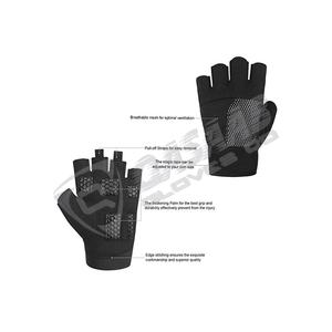 Gants demi-doigt en cuir PU cyclisme course sport gymnastique ski activités de plein air mode-maille protection noir sans doigts - Product Image 3