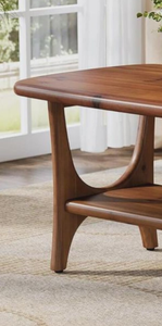 Wholesale 47 Inch Mid Century Modern Solid Mango Wood <b>Coffee</b> <b>Table</b> 2 Tier Rectangle Center <b>Table</b> with Storage for Living Room - Product Image 2
