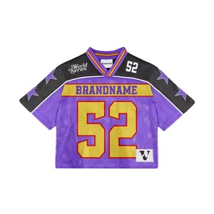 Custom Men's American Football Jersey Premium Vintage Retro Mesh Streetwear Boxy Cropped Short Breathable Mesh Sports Jersey - Product Image 3
