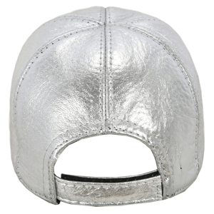Custom Metallic Silver Genuine Napa Leather Baseball Cap Unisex Real Leather Sports Cap Adjustable Leather Dad Hat Wholesale - Product Image 4