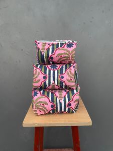 Bolsos Tote de Mujer para Uso Diario y Viajes, Estilo Bohemio, de Algodón Bordado con Rayas Rosas, con Cierre de Cremallera, para Todas las Temporadas - Product Image 2