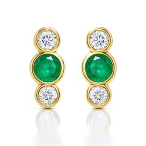 Pendientes de Plata de Ley 925 con Oro de 14K y Esmeralda Natural, Engaste de Garras, Piedra de Nacimiento de Mayo, Joyería Étnica Elegante, Regalo para Fiesta - Product Image 1