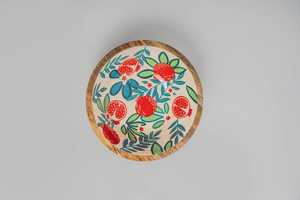 ชามสลัดไม้มะม่วงลายดอกไม้ขนาดใหญ่ ชามเสิร์ฟผลไม้เพ้นท์ลายด้วยมือ - Product Image 4