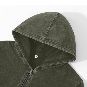 STELLAR Veste polaire zippée à capuche pour homme, confortable, respirante, écologique, en tissu éponge, coupe classique, couleur unie, effet délavé, pour l'automne - Product Image 2