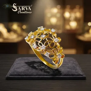 Bague en argent sterling 925 plaqué or avec moissanite taille brillant, sertie pavé, bijoux de mariage romantiques et luxueux, vente en gros - Product Image 4