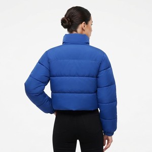Custom Logo Women's <b>Cropped</b> Winter Padded <b>Jacket</b> Quilted <b>Puffer</b> Coat Full Zip OEM ODM Clothing Manufacturer - Product Image 4