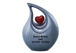 Handmade Metal Cremation Urn Teardrop Shape Enamel <b>Memorial</b> Urn Adult Remembrance <b>Keepsake</b> - Product Image 2