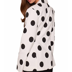 Nouvelle Collection Été 2026 : Ensemble Blazer et Short Décontracté Vintage à Boutons Métalliques à Pois, Manches Longues, pour Femme – Vente en Gros OEM Personnalisée - Product Image 3