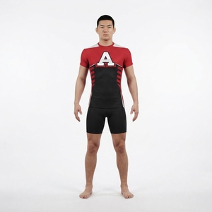 Maillot de sport athlétique personnalisé pour homme en poly-spandex à manches courtes, coupe ajustée, anti-humidité, pour équipe universitaire, OEM - Product Image 1