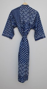 Bata Kimono de Algodón Suave con Estampado de Dibujos Animados para Mujer, Camisón de Verano Hecho a Mano ODM con Cuello en V, Cintura Elástica, Largo hasta la Rodilla - Product Image 4