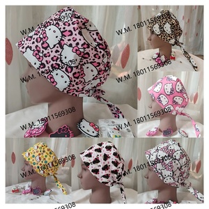 Gorros Quirúrgicos con Forro de Satén, Diseño Personalizado con Estampado de Dibujos Animados, Gorros de Enfermera Unisex con Forro de Satén, Gorros Quirúrgicos con Diseño de Calavera - Product Image 2