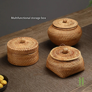 BEST PRICE Rattan Gift <b>Box</b> Handmade Natural Wicker Storage Basket <b>with</b> <b>Lid</b> Eco Friendly Packaging for Special Occasions - Product Image 5