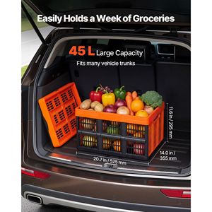 6-Piece Plastic Collapsible Storage Bins 45L Fabric Storage <b>Crates</b> with Handles Foldable & Stackable 33 Lbs Capacity Per Bin - Product Image 2