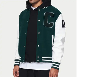 High Quality Customizable Varsity Letterman <b>Jacket</b> for Men & Women Embroidered Front Logo Breathable Polyester Fabric - Product Image 1
