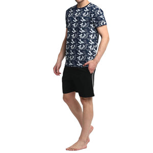 เสื้อยืดคอกลมพร้อมกางเกงขาสั้นเอวยางยืด ชุดลำลองสำหรับผู้ชาย บริการ OEM ดีไซน์สีตัดต่อ ชุดเซ็ตฤดูร้อนเท่ๆ สำหรับผู้ชาย - Product Image 3