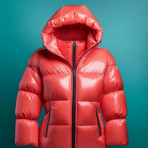 Chaqueta de Plumón Roja con Capucha para Hombre, Cortavientos, con Cierre, Cuello Alto, Informal, para Invierno, Corte Regular, Color Sólido, Exterior de Poliéster - Product Image 3