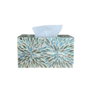 Caja de pañuelos rectangular de cerámica bohemia, brillante, lacada, hecha a mano, soporte decorativo costero para mesa - Product Image 2