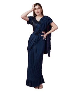 El último diseñador Georgette Silk Sequence Work Listo para usar Saree de Fab Zone - Product Image 1