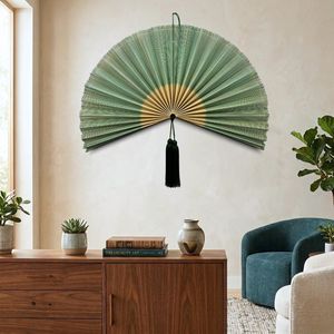 Decoración de Pared con Abanico de Bambú Estilo Boho, Adorno Tejido para Colgar en la Pared Estilo Verano, Abanico de Bambú para Cabecera, Regalo de Arte Natural para Pared - Product Image 1