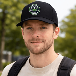 Casquettes de golf sportives personnalisées à 6 panneaux, imperméables et perforées, avec visière incurvée et logo en caoutchouc PVC, fabriquées au Vietnam - Product Image 4