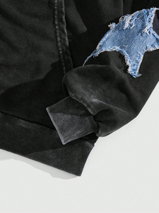 Sweat à capuche oversize pour homme, broderie étoile personnalisée effet vieilli, délavage acide, 100% coton, logos entièrement personnalisables, streetwear décontracté, livraison rapide - Product Image 3