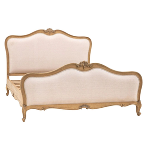 Teak Wood Classic French Country Upholstered <b>Bed</b> <b>Frame</b> furniture - Product Image 1