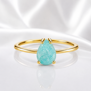 Vente en gros de bagues fines poire à facettes Amazonite pierre précieuse éternité Vermeil Prong Setting Sterling Silver-Bulk Supply Trusted Jewelry - Product Image 1