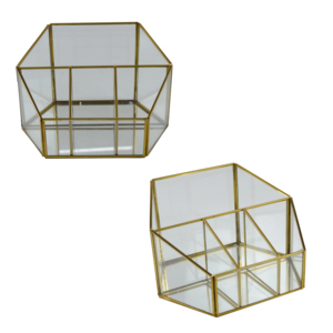 Glass Metal Combo Design Jewelry Storage Box Gold Finishing Dry Fruits Serving Box Metal <b>Bins</b> Storage Containers Jar - Product Image 4