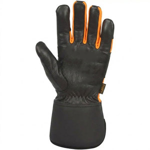 Gants de travail de sécurité robustes en cuir de vachette pour la construction et l'industrie, avec doublure en tissu polaire de coton perforé au dos, confortables - Product Image 5