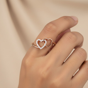 Bague en diamant naturel rond brillant de 0,08 carat, couleur H I, clarté VS SI, élégante, avec bande en or massif, bijoux de fiançailles raffinés - Product Image 1