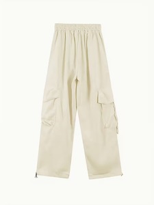 Spring/Summer Trendy Cargo Pants Loose Fit <b>Elastic</b> Waistband Large Pockets Tie-<b>String</b> Accents - Product Image 2