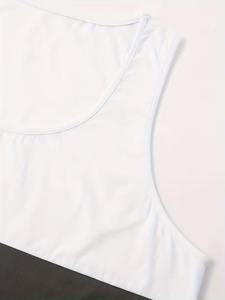 Men's Color <b>Blocked</b> Tank Top O-Neck Sleeveless Casual Breathable Knitted Vest White Gray Black gym singlet - Product Image 5