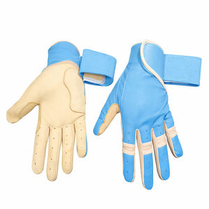 Guantes de Bateo de Béisbol y Sóftbol Ajustables de Cuero Genuino, Personalizables, Combinación Blanca y Roja, Cierre de Gancho y Bucle Ambidiestro, Duraderos - Product Image 1