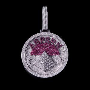 Custom Round Moissanite Pendant Necklace Gold Plated <b>Chain</b> Hip Hop <b>Ice</b> <b>Out</b> Disc Charm for Men Women Party - Product Image 3