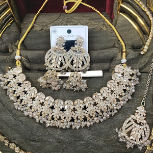 Collar de Cristal con Sombra de Diamante, Chapado en Oro, Estilo Étnico para Compromiso, Boda o Aniversario, Engaste de Bisel - Product Image 1