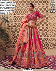 Royal Vrinda Banarasi Bhandhani Dupatta Bridal Lehenga Choli Silk Floor-Length Traditional Wedding Party Wear Quick Dry Sun - Product Image 4