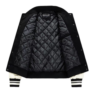 Blouson universitaire pour homme en laine avec manches en cuir PU, style Letterman, col universitaire, boutons-pression, bordure côtelée, personnalisable, vente en gros, OEM - Product Image 5