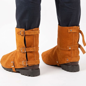 Protège-jambes de soudeur en cuir de vachette pleine fleur de qualité supérieure, résistant à l'usure, ignifuge et imperméable, pour travaux lourds - Product Image 2