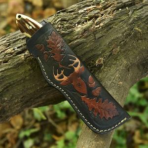 มีดเหล็กดามัสกัสเกรดอุตสาหกรรมแบบกำหนดเอง ด้ามจับทำจากเขาสัตว์ แบบฟูลแทง ดรอปพอยต์อเนกประสงค์ สำหรับตั้งแคมป์กลางแจ้ง - Product Image 5