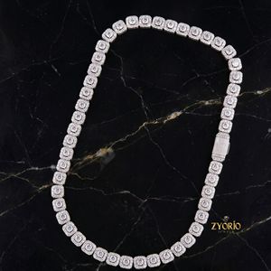 Luxury Cushion Cut Diamond Tennis <b>Necklace</b> for Women Iced Out Sterling Silver <b>Statement</b> Jewelry American European Hip Hop Bridal - Product Image 4
