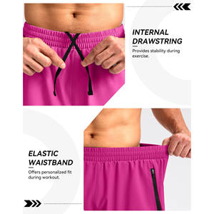 Shorts de course personnalisés avec logo, 100% polyester, pour hommes, shorts de sport d'été, poches zippées, vêtements de sport pour la salle de sport, shorts pour hommes - Product Image 5