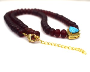 Women's Garnet <b>Beaded</b> <b>Necklace</b> with Turquoise Water Drop Pendant Classic Everyday Wear Jewelry - Product Image 4