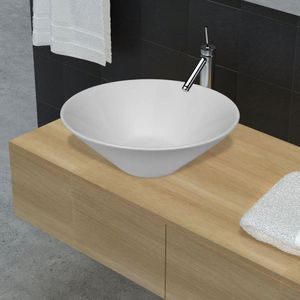 Design della ciotola del lavandino del bagno in ceramica in porcellana bianca - Product Image 1