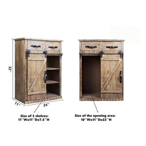 Mobili da Cucina in Stile Country Americano Classico con Porta Scorrevole a Fienile e 2 Cassetti in Legno Vintage XH - Product Image 6