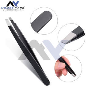 Pinces à épiler en acier inoxydable à pointe inclinée, pour poils du visage et sourcils, lot de 5 pinces à épiler pour hommes et femmes, couleur noire - Product Image 3