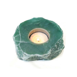 Support de bougie en pierre naturelle sculptée à la main en jade vert, pierre précieuse agate, pour la guérison, vente en gros - Product Image 2