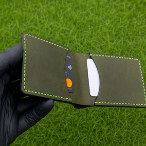 Handmade Genuine Leather Bifold <b>Wallet</b> <b>for</b> <b>Men</b> | Slim Minimalist <b>RFID</b> Protection Flap Closure | Anwar Enterprises | Nylon Lining - Product Image 2