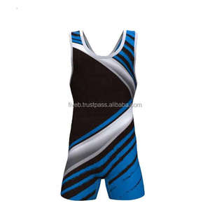New Arrival Custom Mens Wrestling Singlet Yellow Blue Color Block Sublimated Moisture Wicking Fitted Sleeveless Athletic Uniform - Product Image 2
